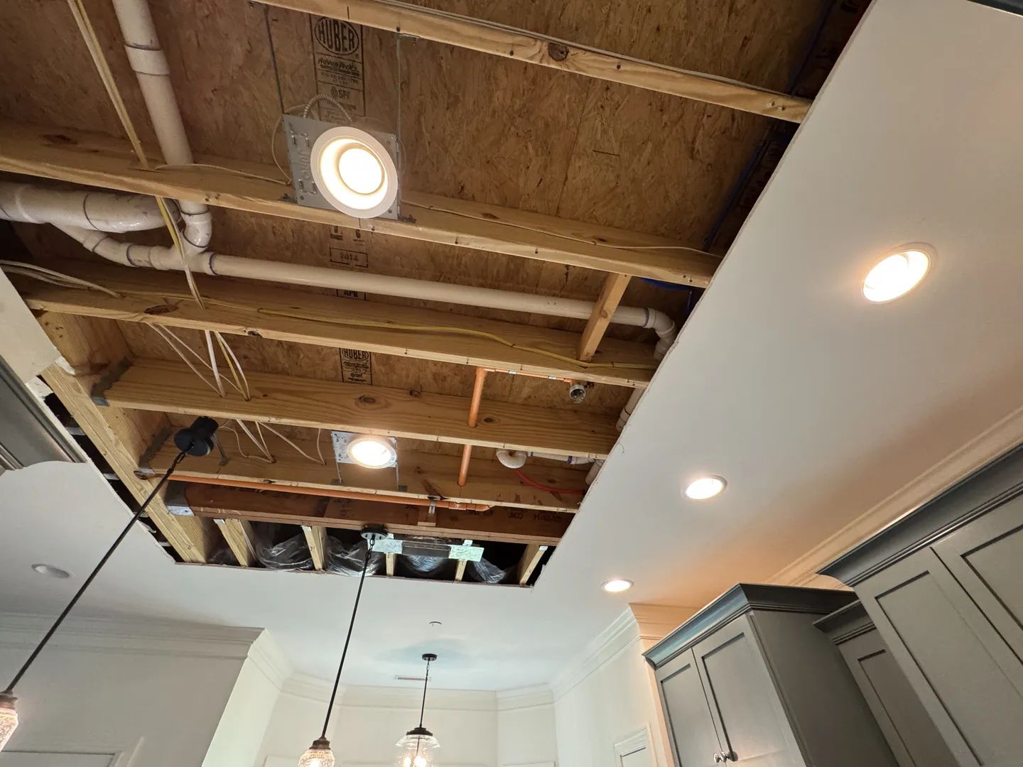 Before water damage restoration - Allisona Rd kitchen ceiling